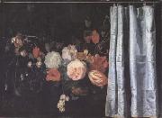SPELT, Adrian van der Flower Still Life with Curtain (mk14) USA oil painting artist